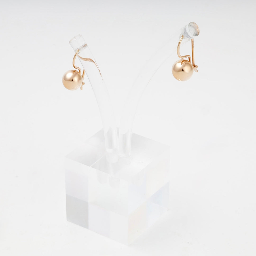 Rose Gold 14K (585) Polished Ball Hook Kids Earrings | Ukrainian Jewelry