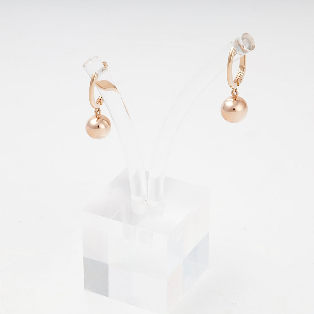 Rose Gold 14K (585) Polished Ball Drop Earrings | Ukrainian Jewelry