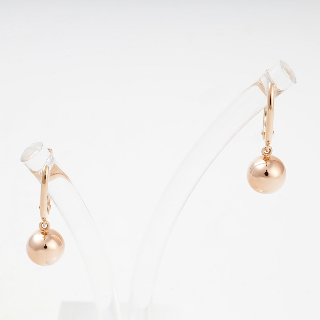 Rose Gold 14K (585) Polished Ball Drop Earrings | Ukrainian Jewelry