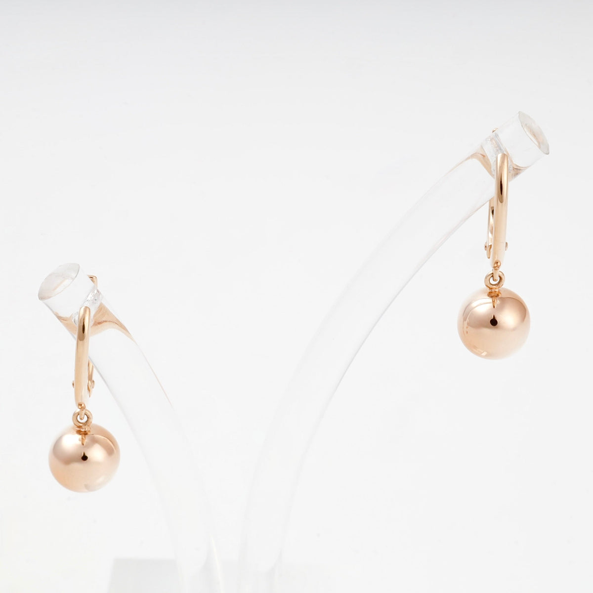 Rose Gold 14K (585) Polished Ball Drop Earrings | Ukrainian Jewelry
