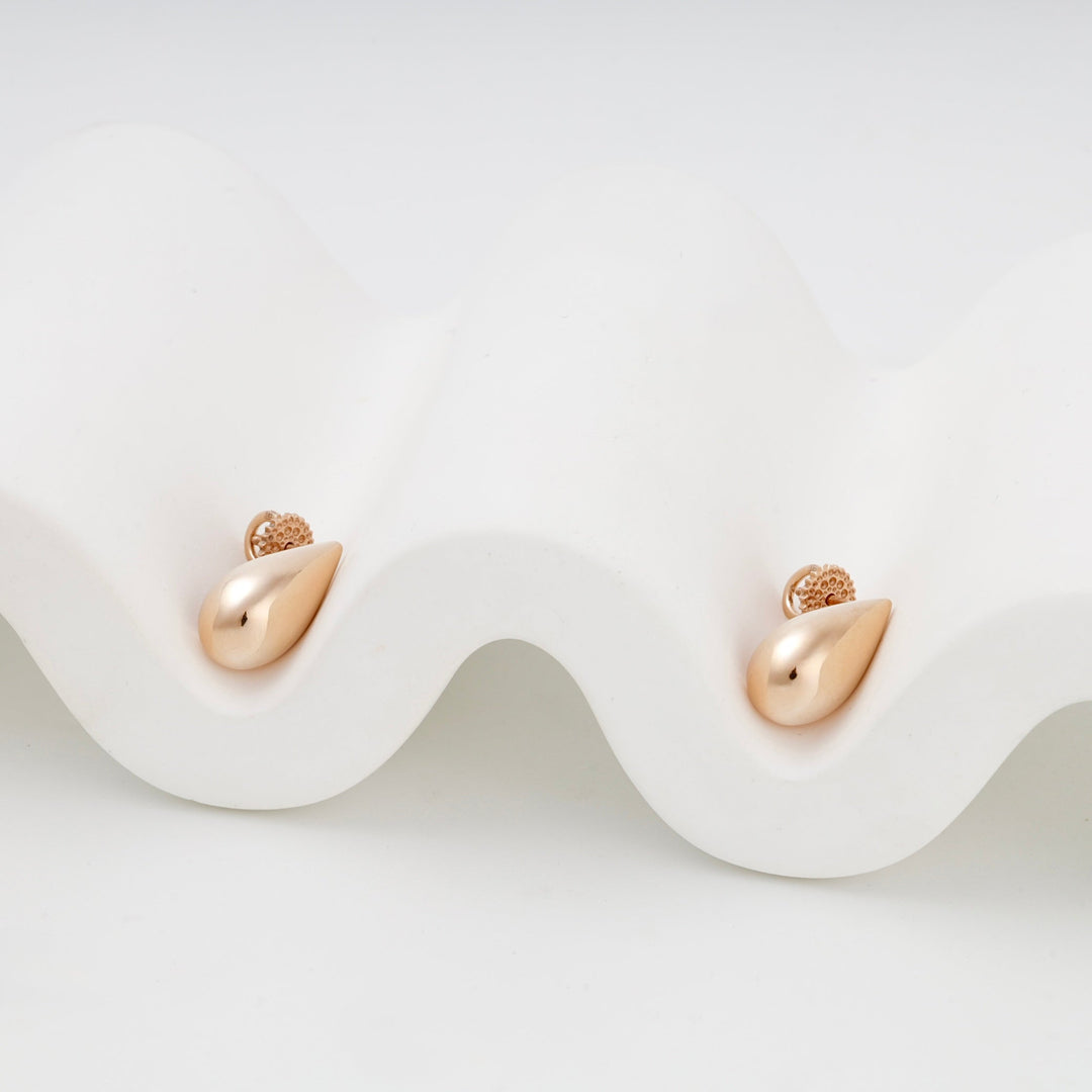 Rose Gold 14K (585) Polished Teardrop Stud Earrings | Ukrainian Jewelry