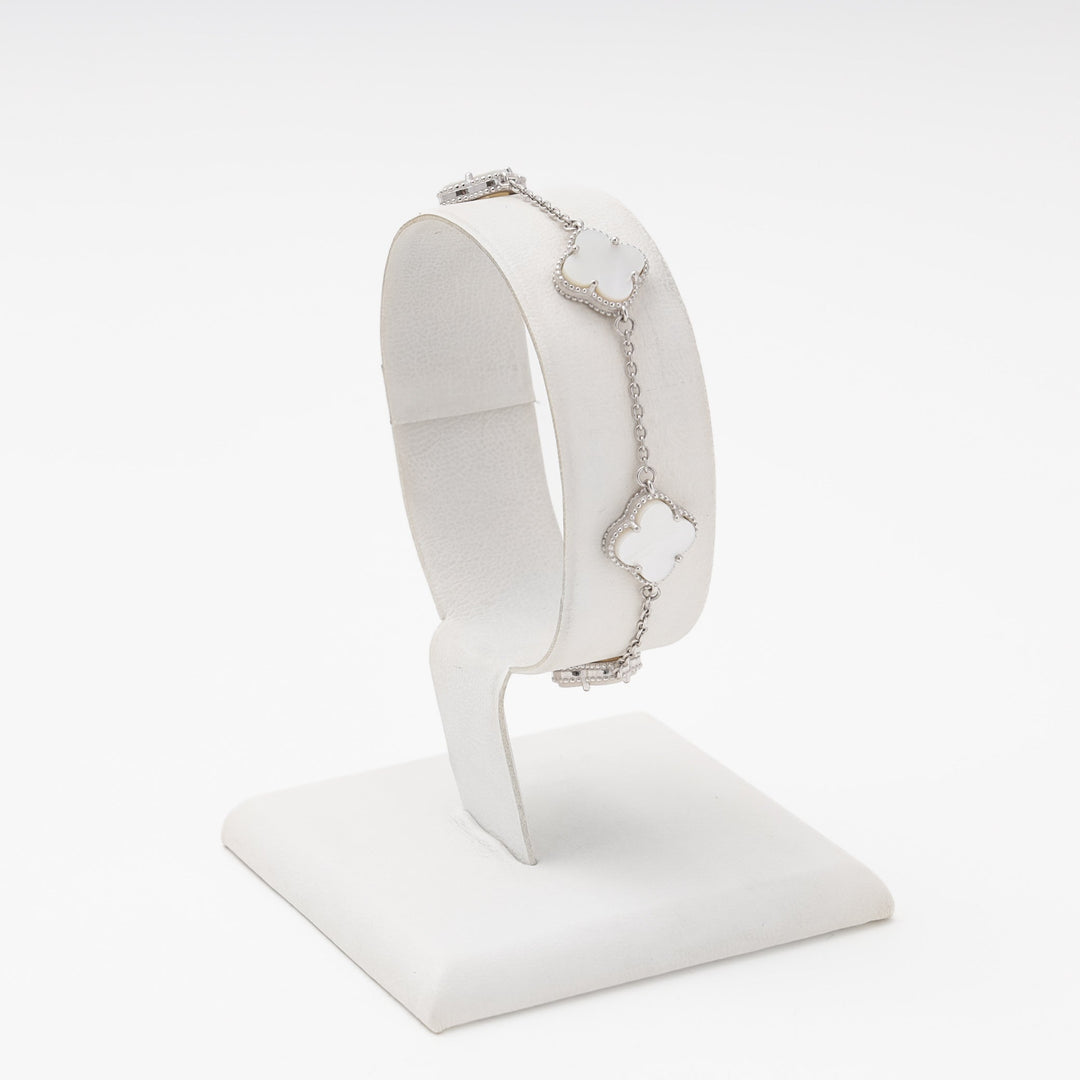Silver 925 Bracelet with Mother-of-Pearl Clover | Ukrainian Jewelry