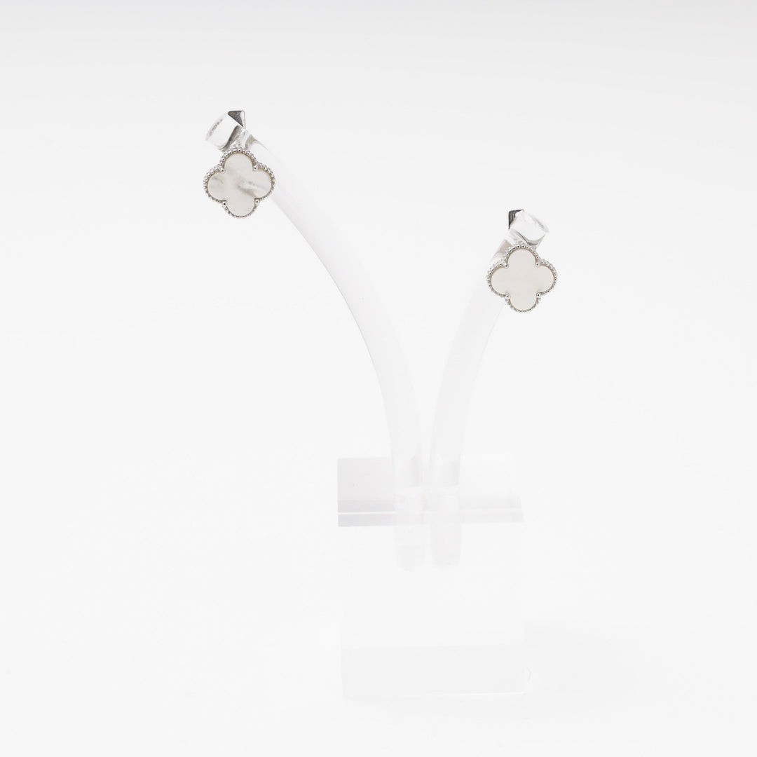 Silver 925 Earrings with Mother-of-Pearl Clover | Ukrainian Jewelry