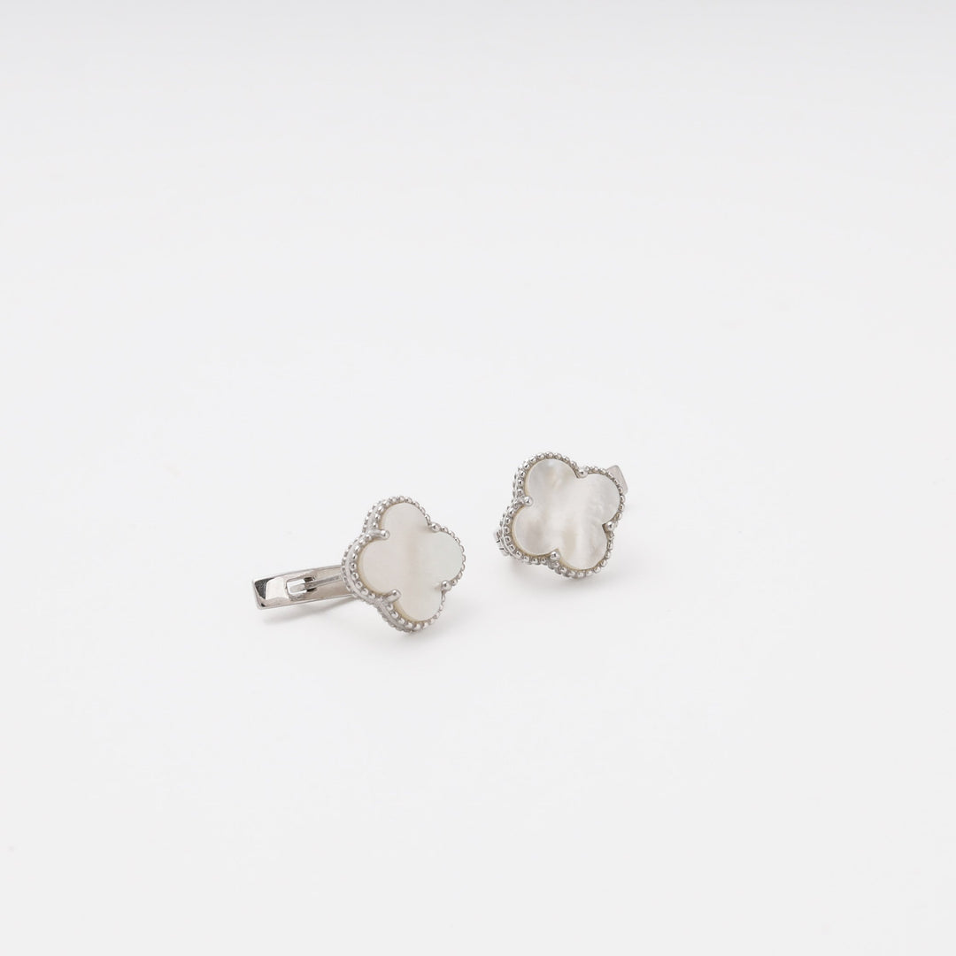 Silver 925 Earrings with Mother-of-Pearl Clover | Ukrainian Jewelry