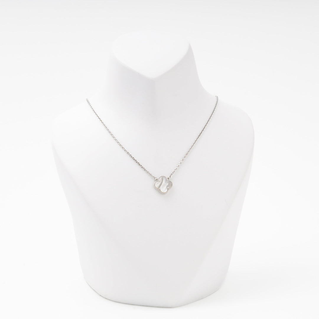 Silver 925 Necklace with Mother-of-Pearl Clover Pendant | Ukrainian Jewelry
