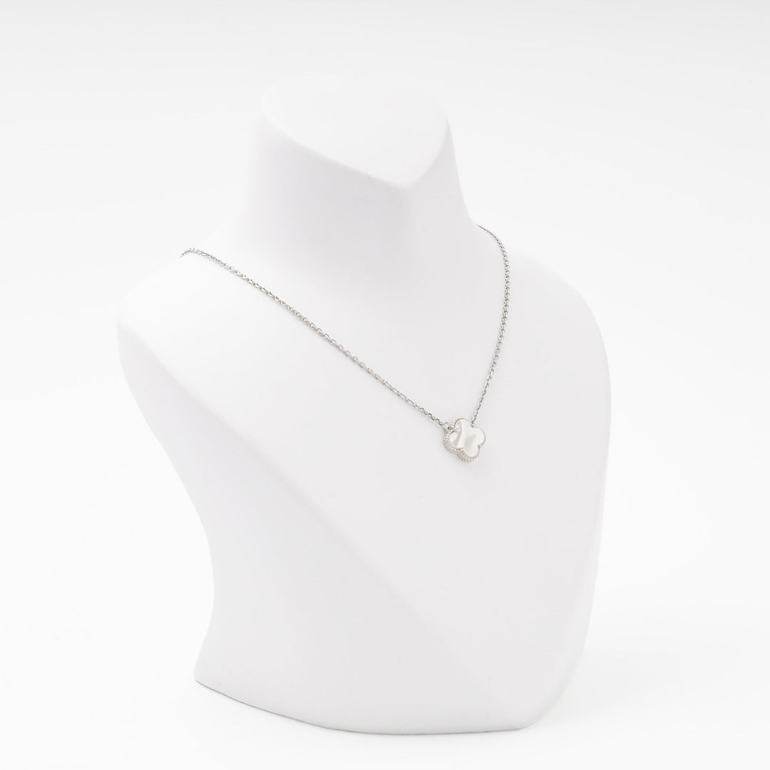 Silver 925 Necklace with Mother-of-Pearl Clover Pendant | Ukrainian Jewelry