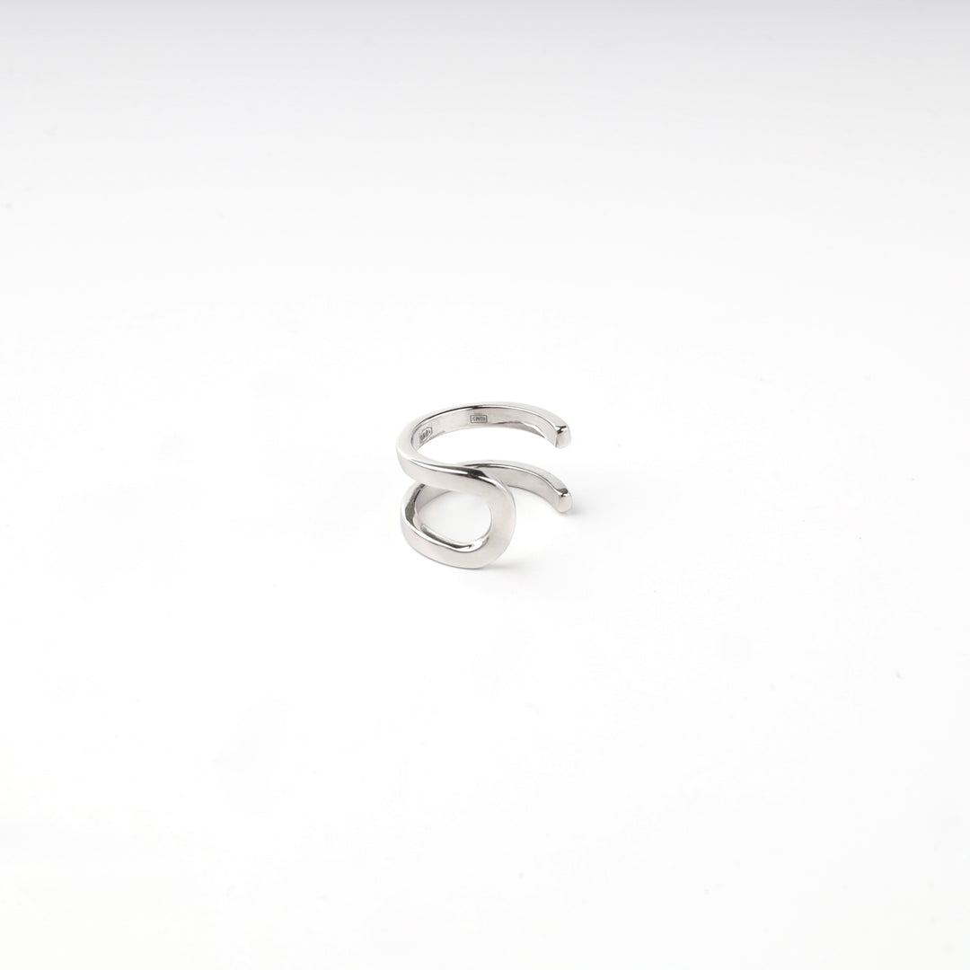 Silver 925 double band ear cuff on a white background