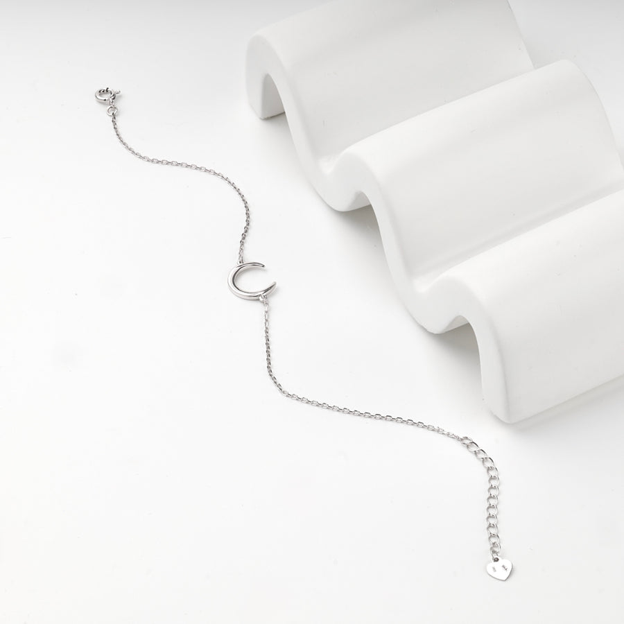 Silver 925 bracelet with the crescent centred on the anchor chain