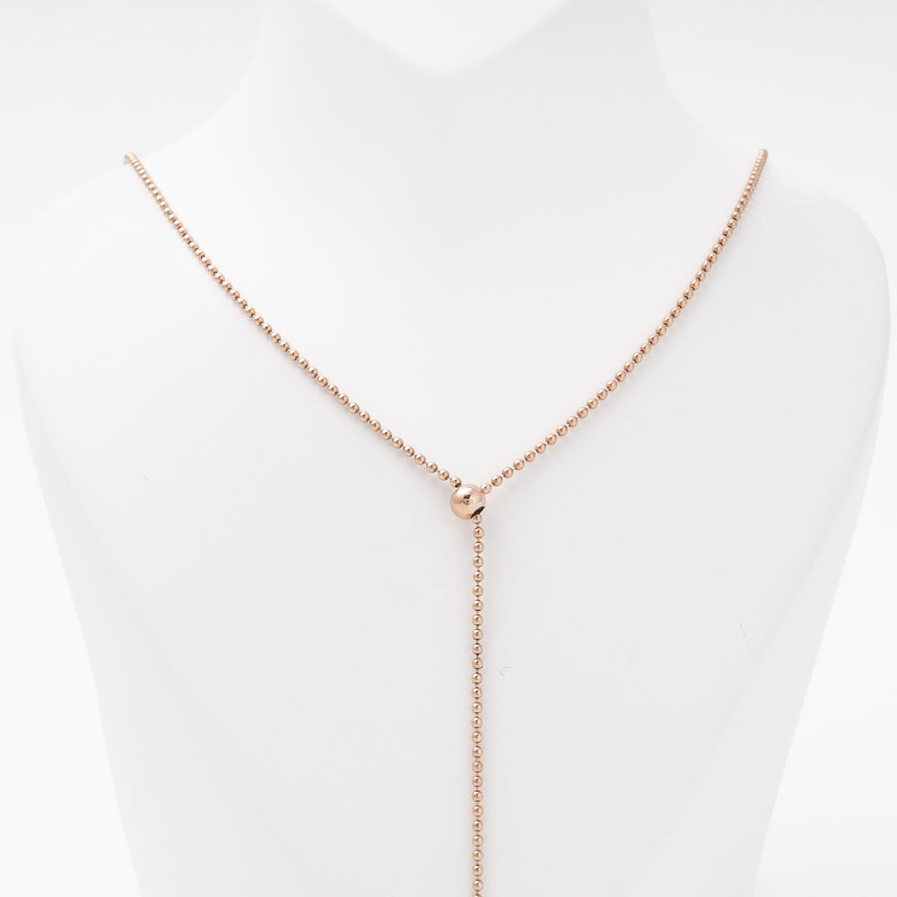 Rose gold 585 Ball Chain Lariat Necklace | Ukrainian Jewelry