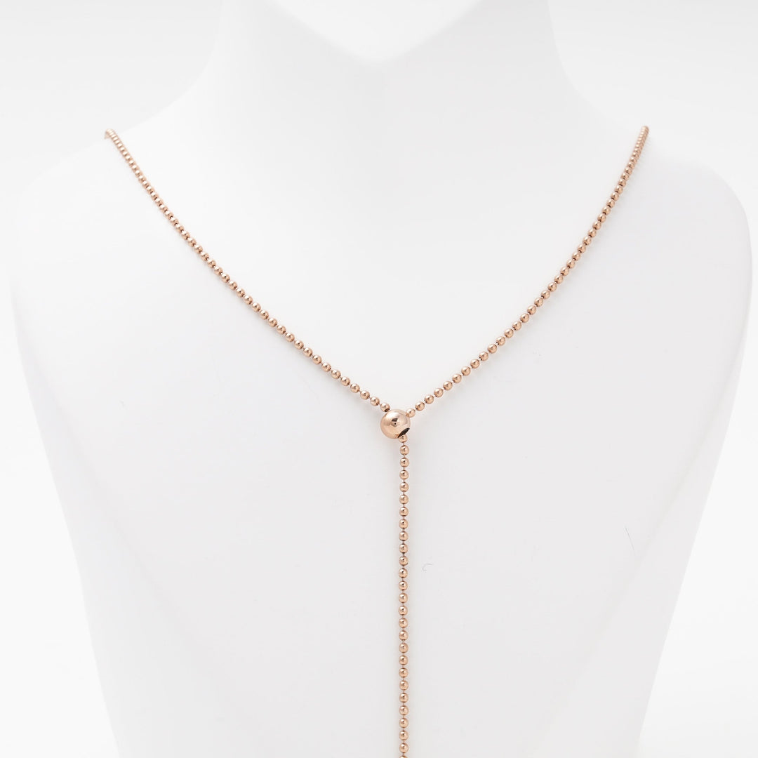 Rose gold 585 Ball Chain Lariat Necklace | Ukrainian Jewelry