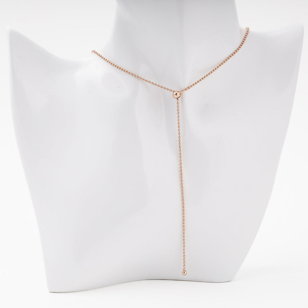 Rose gold 585 Ball Chain Lariat Necklace | Ukrainian Jewelry