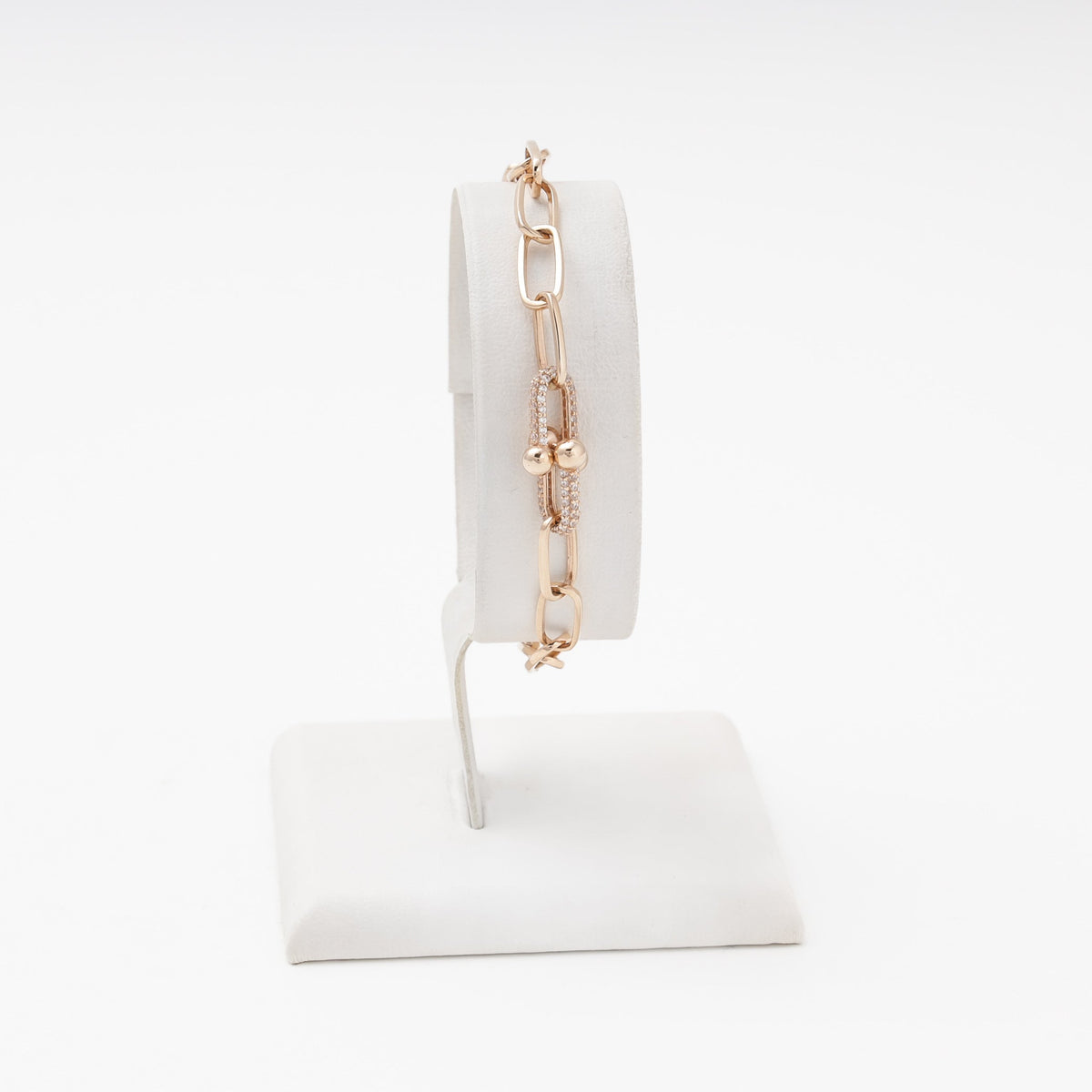 Gold 585 Bracelet with CZ and Gold Beads Accents | Ukrainian Jewelry