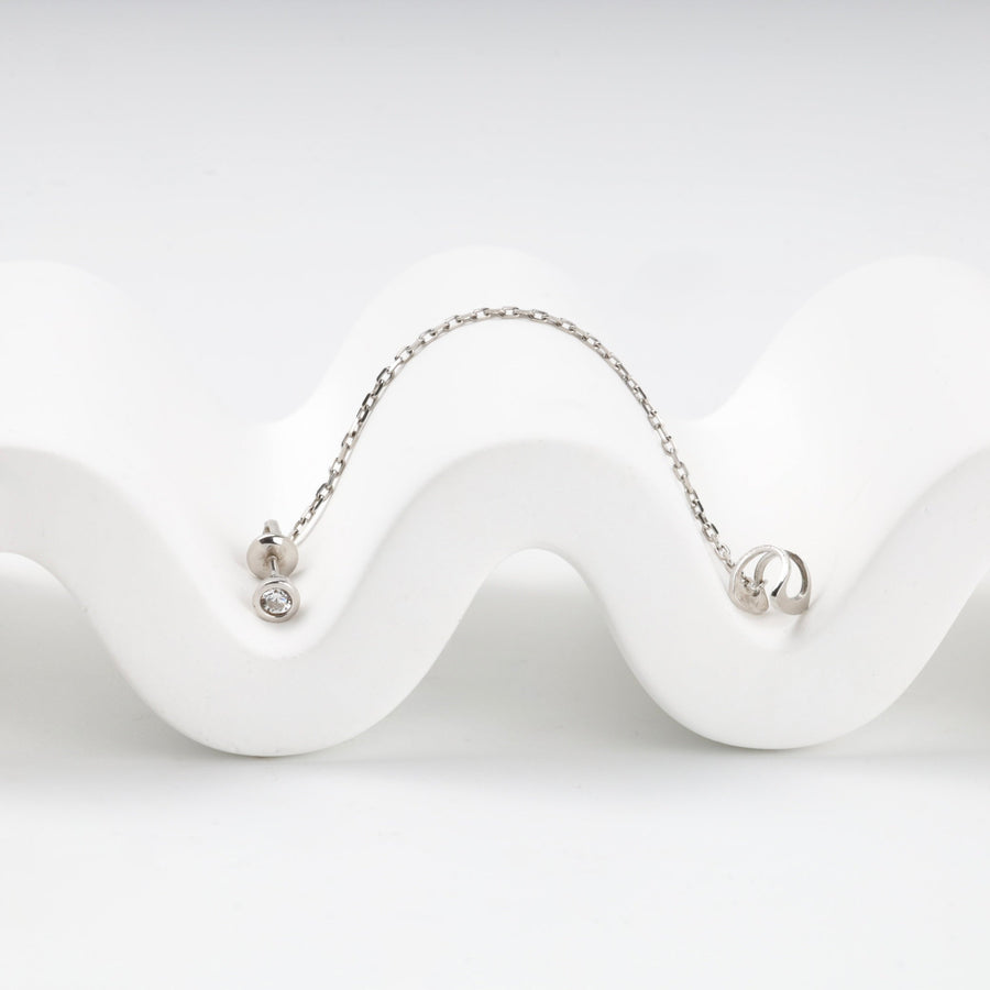 Silver 925 Cubic Zirconia Chain Ear Cuff Earrings | Ukrainian Jewelry
