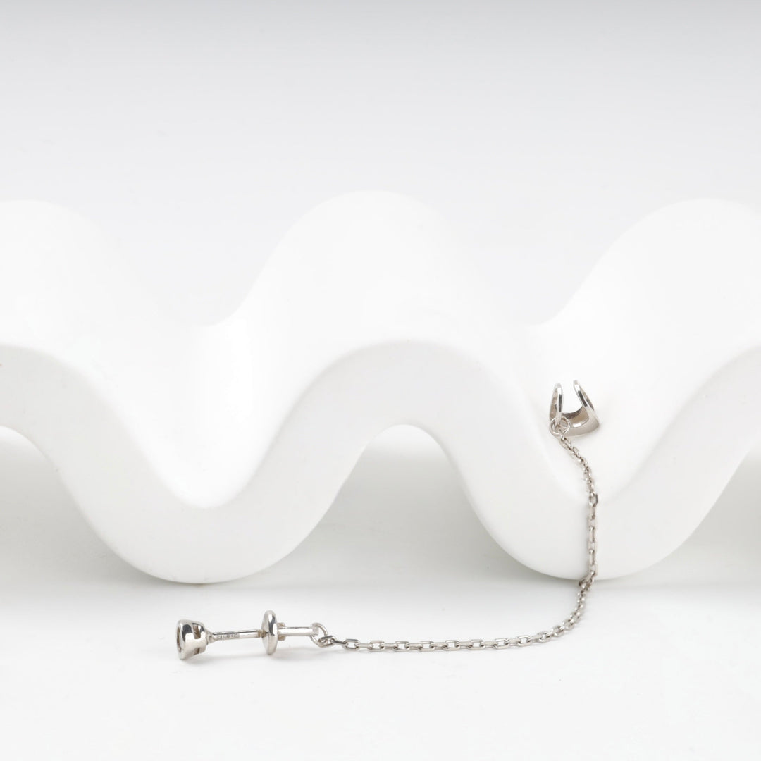 Silver 925 Cubic Zirconia Chain Ear Cuff Earrings | Ukrainian Jewelry