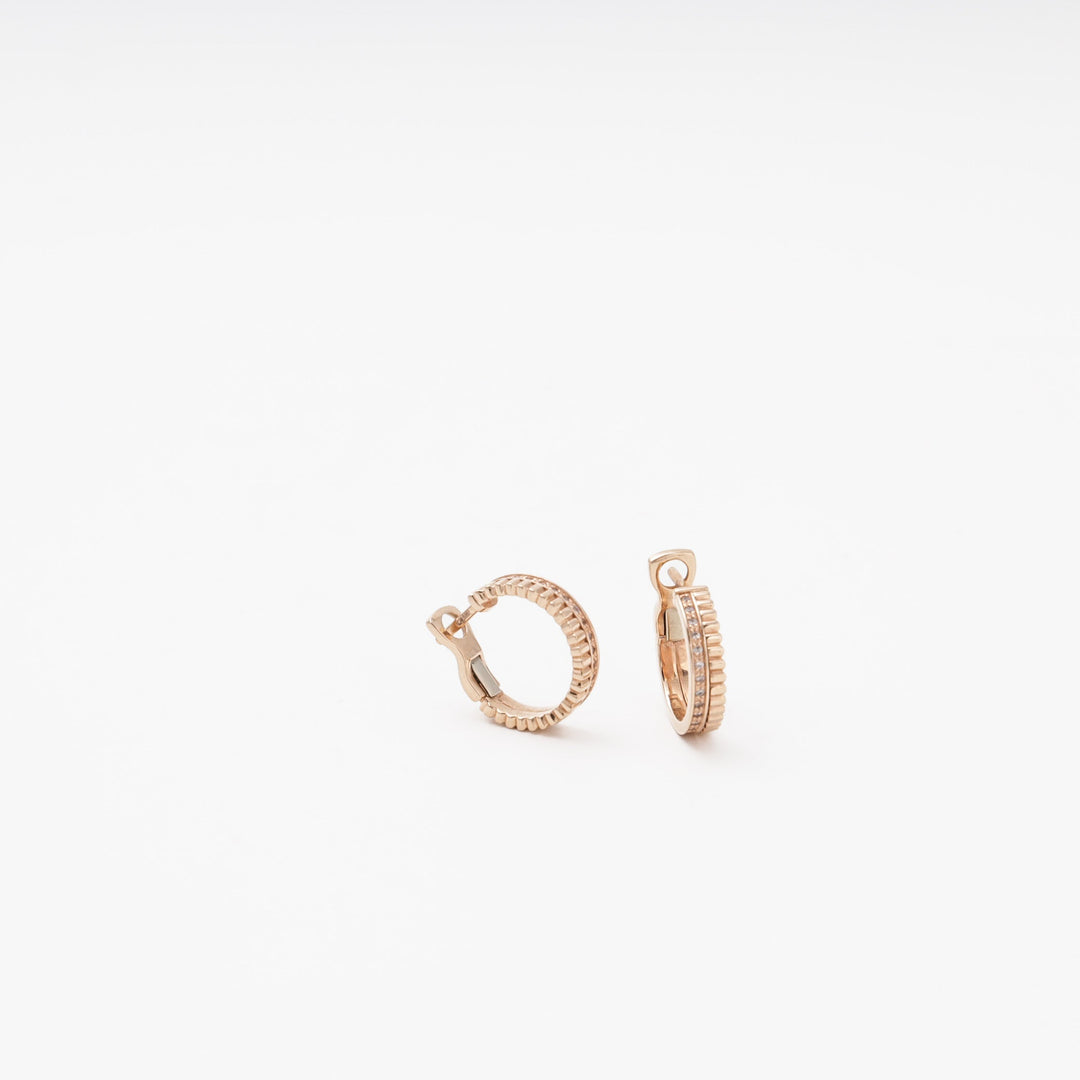 Rose Gold 585 (14K) Huggie Earrings with CZ | Ukrainian Jewelry
