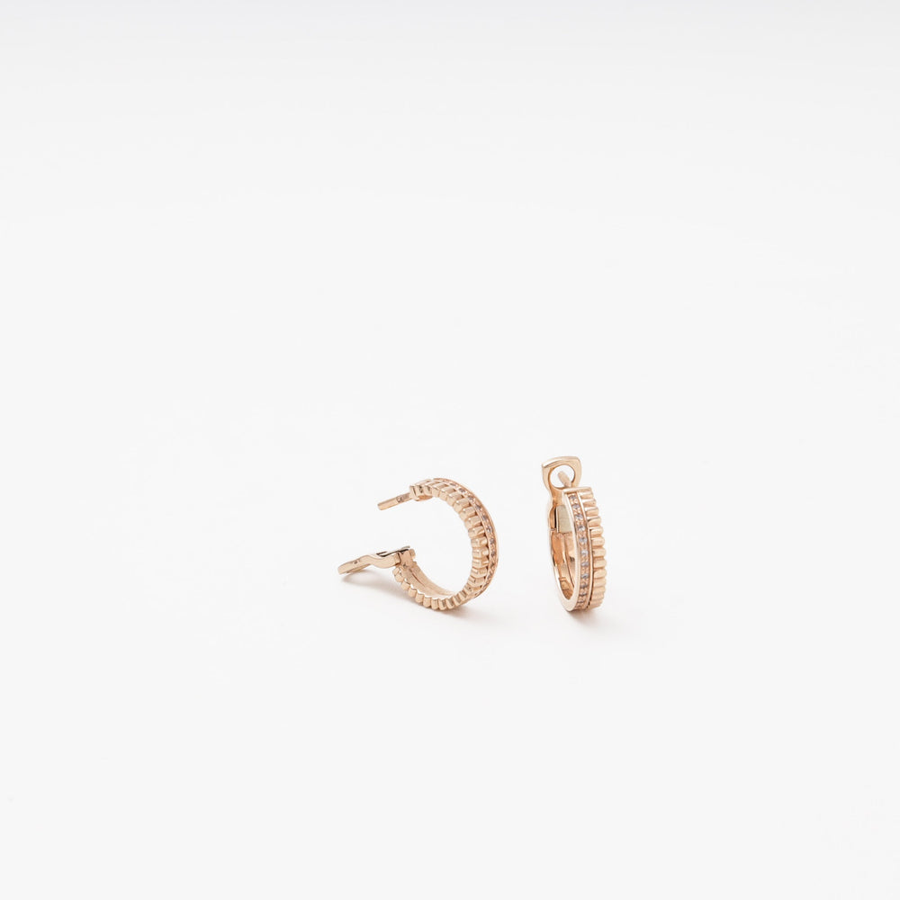 Rose Gold 585 (14K) Huggie Earrings with CZ | Ukrainian Jewelry