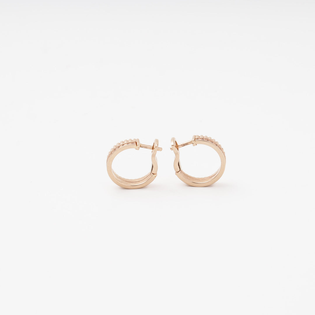 Rose Gold 585 (14K) Huggie Earrings with CZ | Ukrainian Jewelry