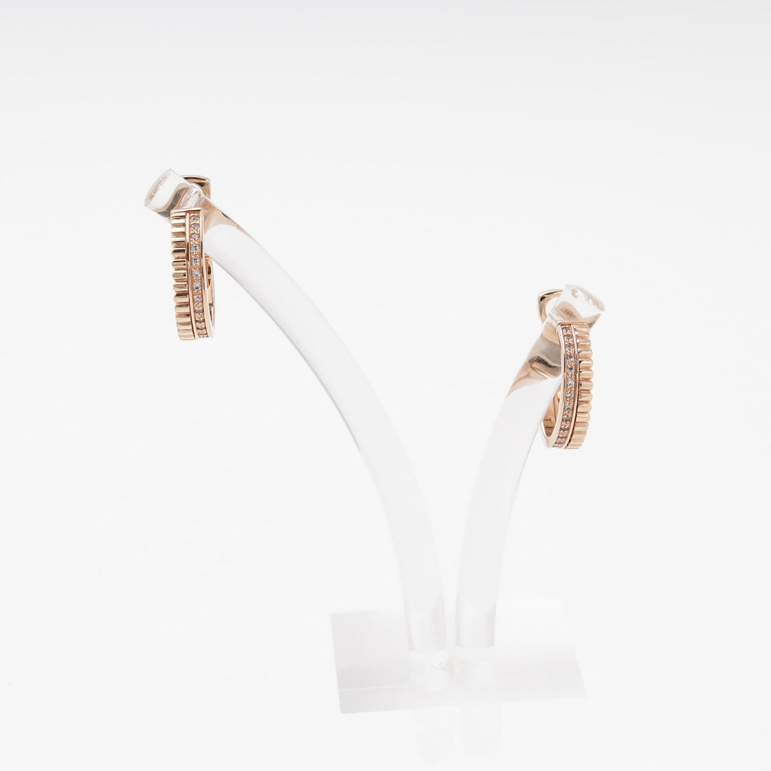 Rose Gold 585 (14K) Huggie Earrings with CZ | Ukrainian Jewelry