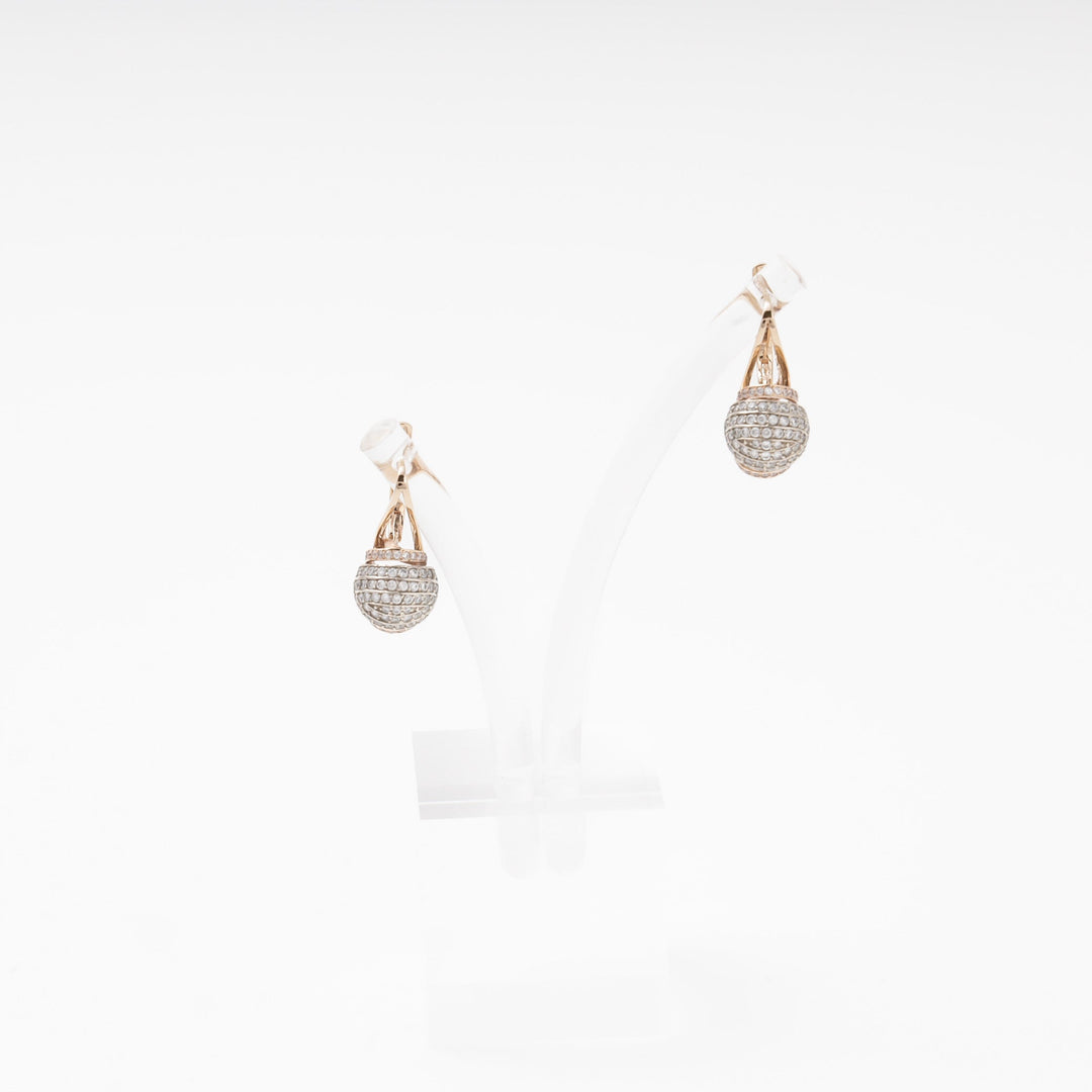 Rose Gold 585 (14K) Drop Earrings with CZ Ball Pendant | Ukrainian Jewelry