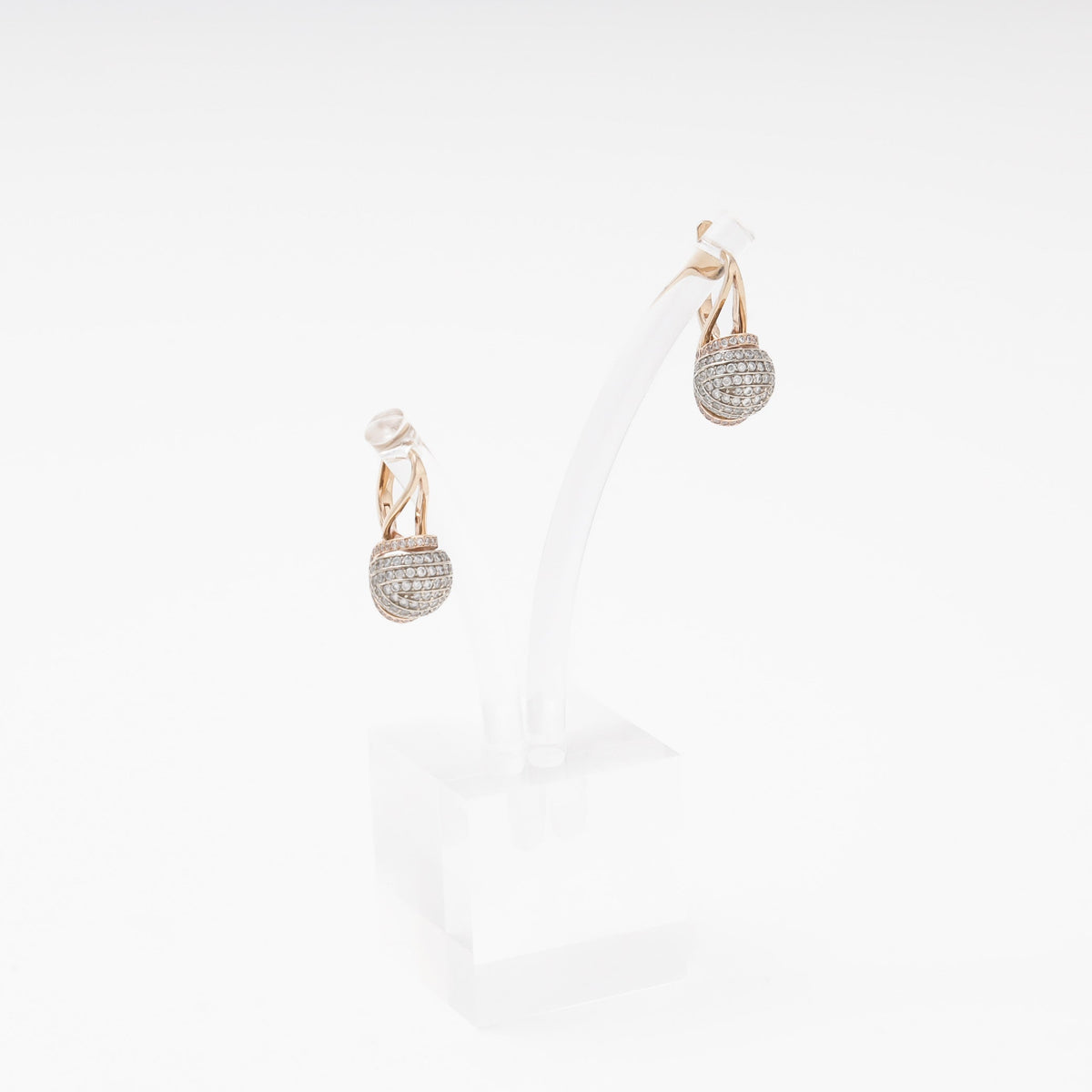 Rose Gold 585 (14K) Drop Earrings with CZ Ball Pendant | Ukrainian Jewelry
