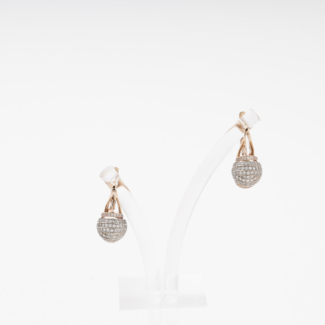 Rose Gold 585 (14K) Drop Earrings with CZ Ball Pendant | Ukrainian Jewelry