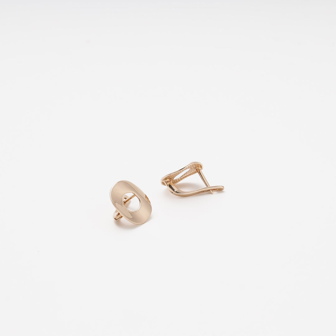 Gold 585 Minimalist Round Earrings | Ukrainian Jewelry