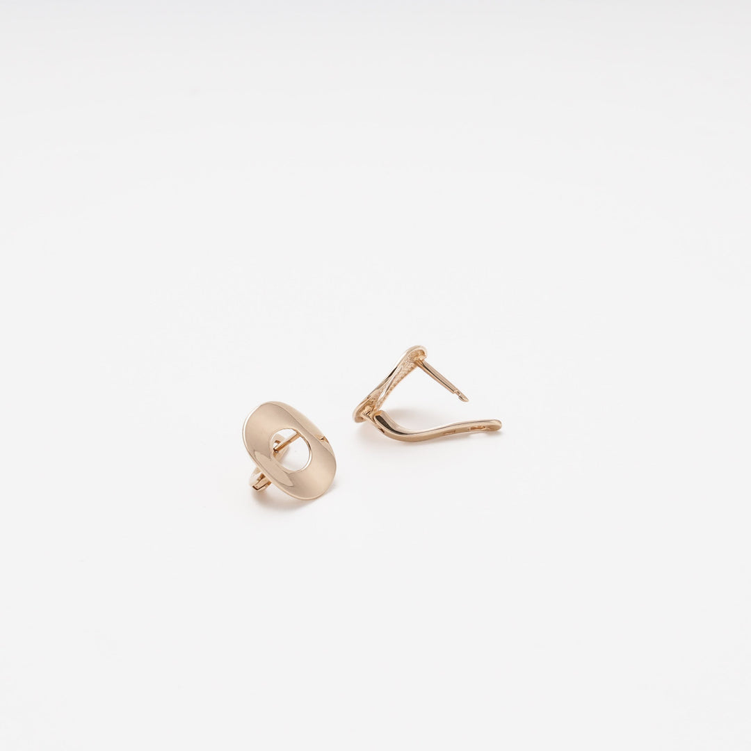 Gold 585 Minimalist Round Earrings | Ukrainian Jewelry