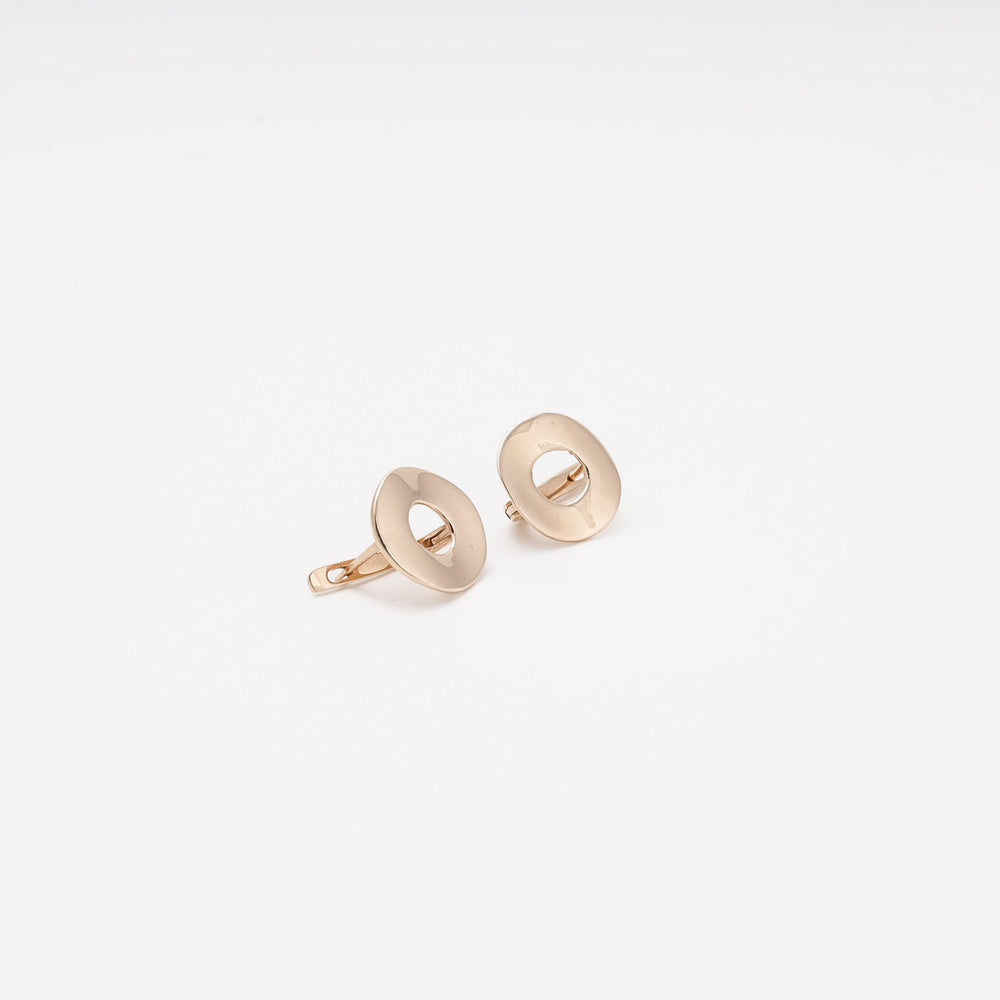Gold 585 Minimalist Round Earrings | Ukrainian Jewelry