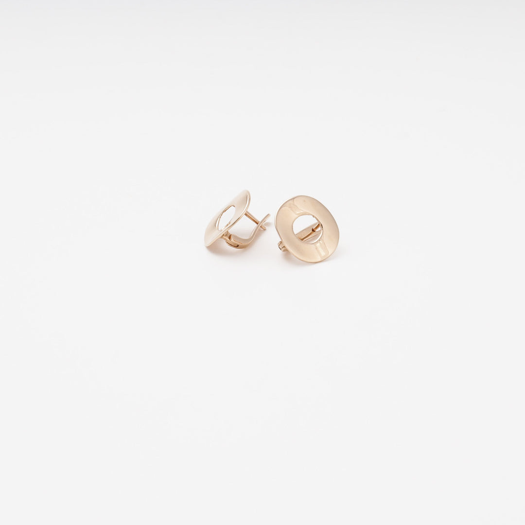 Gold 585 Minimalist Round Earrings | Ukrainian Jewelry