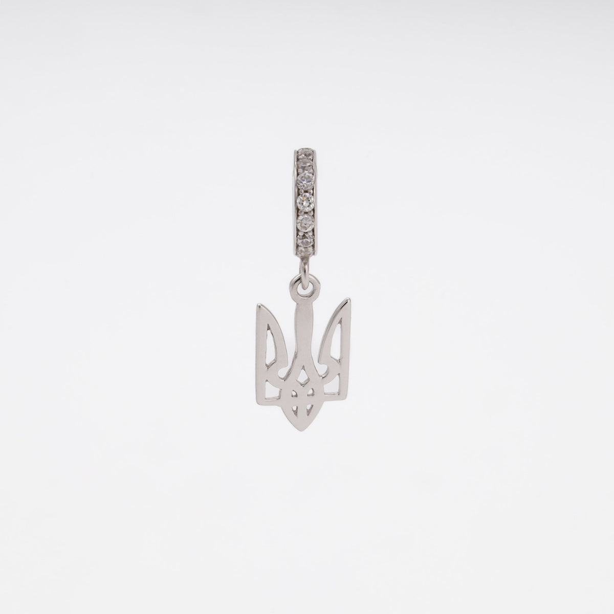 Silver 925 Trident Charm with CZ Bail | Ukrainian Jewelry