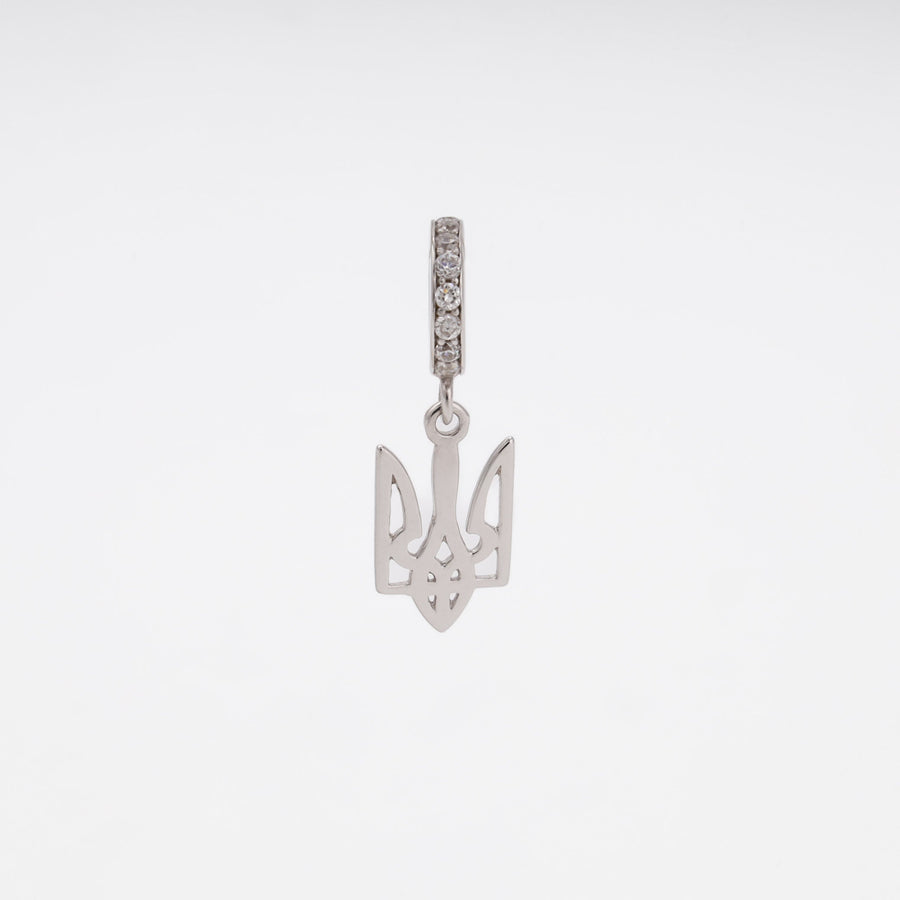 Silver 925 Trident Charm with CZ Bail | Ukrainian Jewelry