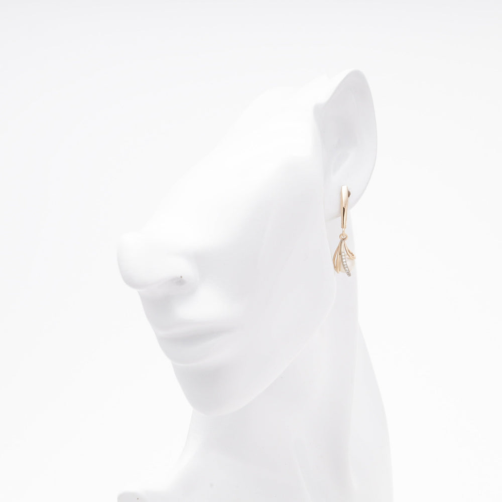 Rose Gold 585 (14K) Drop Earrings with Pearl and CZ | Ukrainian Jewelry