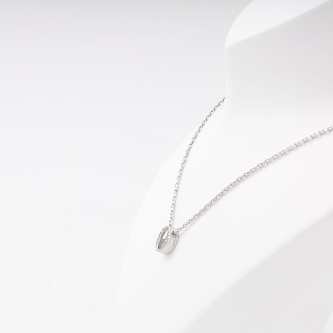 Silver 925 Oval Pendant Letter "O" with Cubic Zirconia | Ukrainian Jewelry