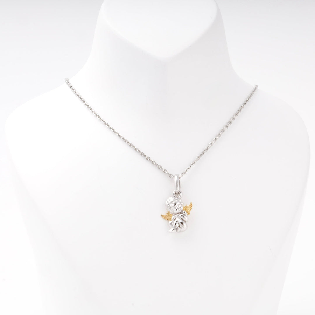 Silver 925 Angel Pendant with Gold Wings | Ukrainian Jewelry
