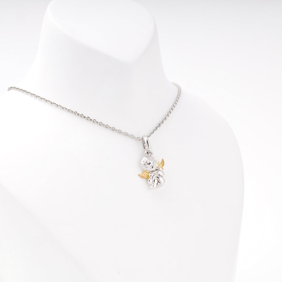 Silver 925 Angel Pendant with Gold Wings | Ukrainian Jewelry