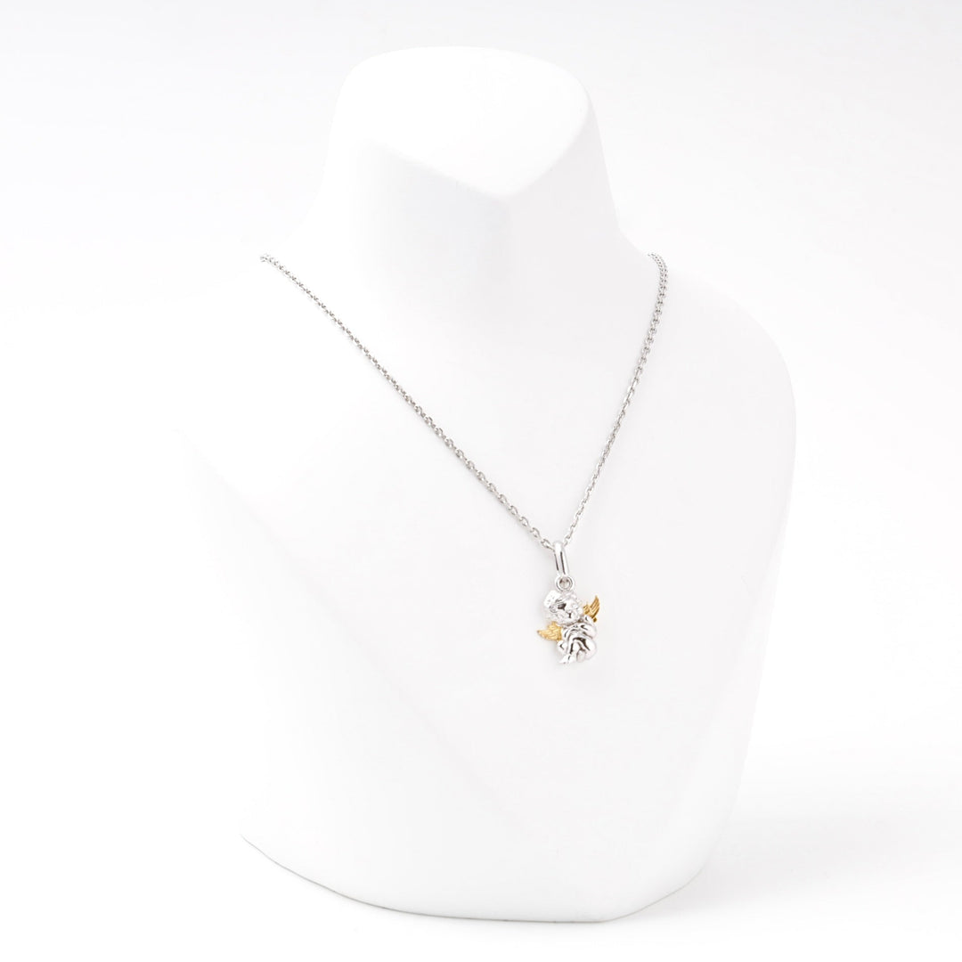 Silver 925 Angel Pendant with Gold Wings | Ukrainian Jewelry