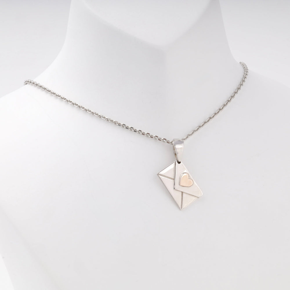 Love Letter Envelope Pendant with Rose Gold Heart Silver 925 | Ukrainian Jewelry