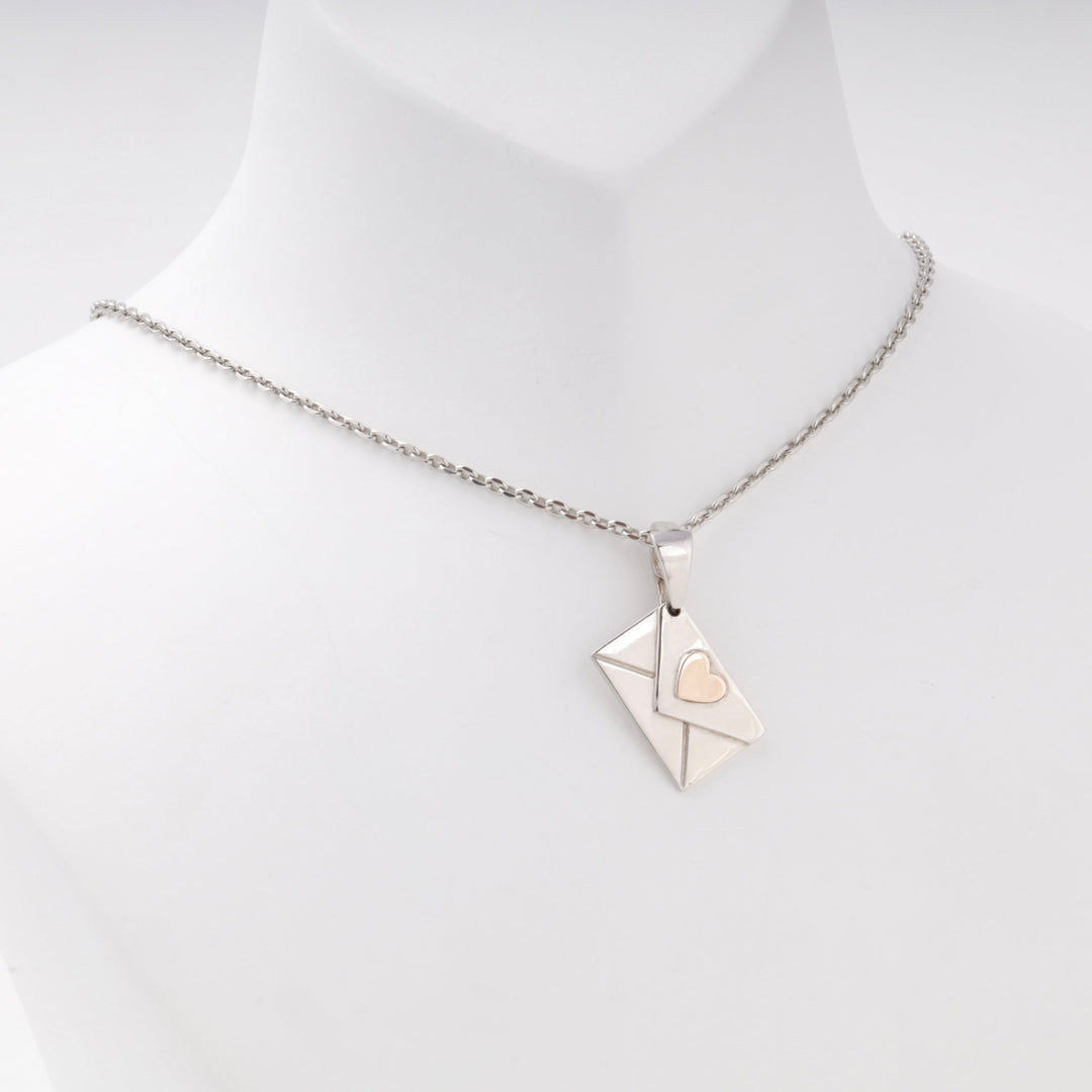 Love Letter Envelope Pendant with Rose Gold Heart Silver 925 | Ukrainian Jewelry
