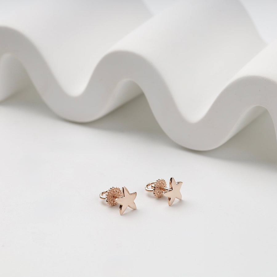 Rose Gold 14K (585) Star Stud Earrings | Ukrainian Jewelry