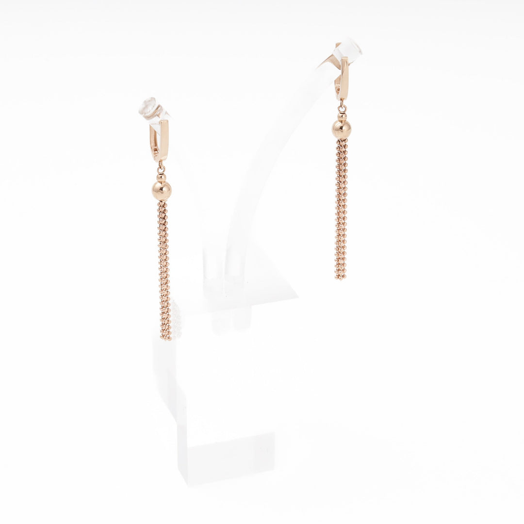 Rose gold 585 Tassel Drop Earrings with Ball Chain | Ukrainian Jewelry