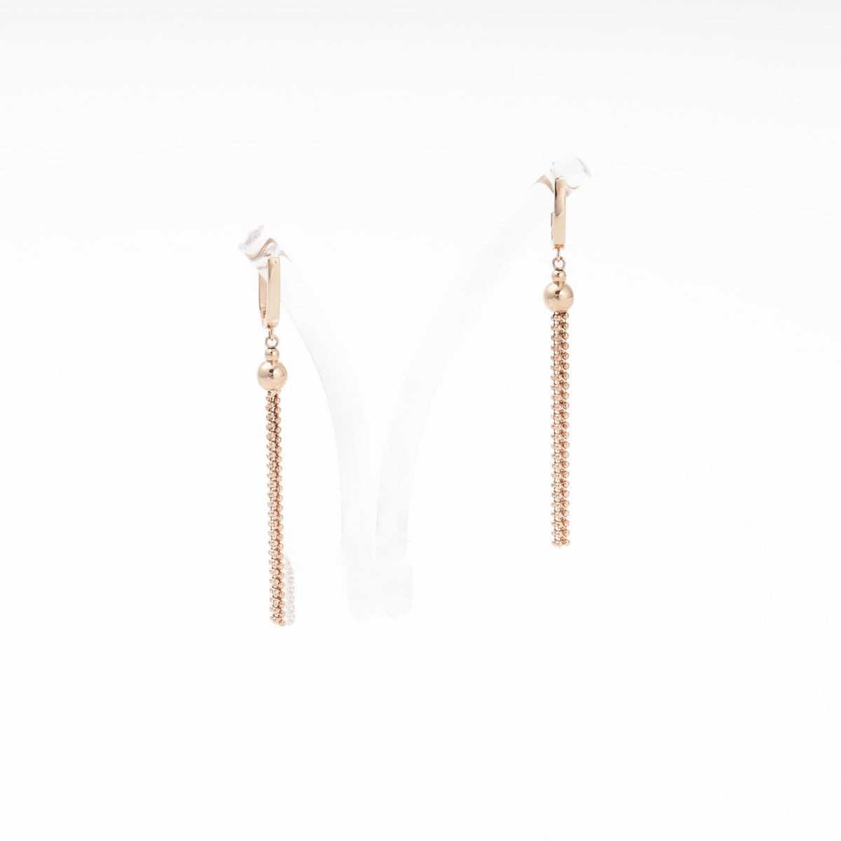 Rose gold 585 Tassel Drop Earrings with Ball Chain | Ukrainian Jewelry