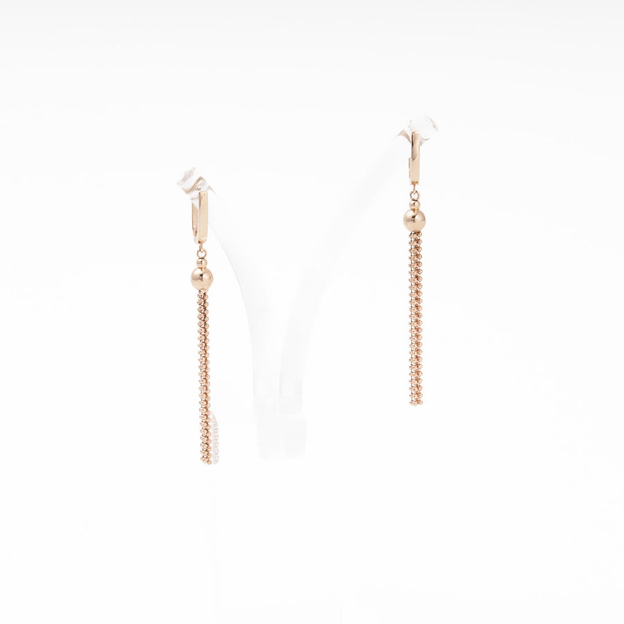 Rose gold 585 Tassel Drop Earrings with Ball Chain | Ukrainian Jewelry