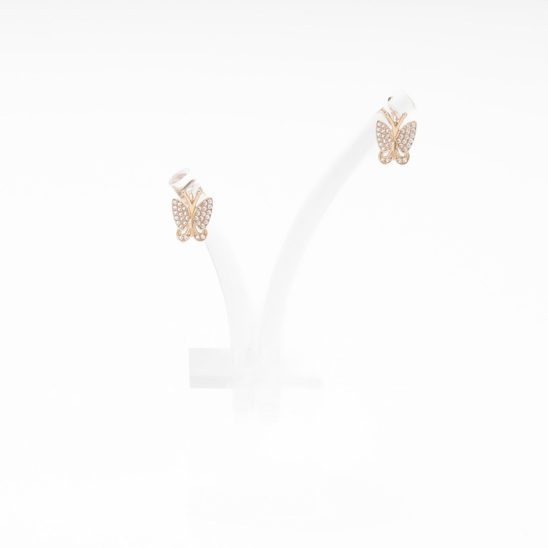 Rose Gold 585 (14K) Butterfly Earrings Fully Set with CZ | Ukrainian Jewelry