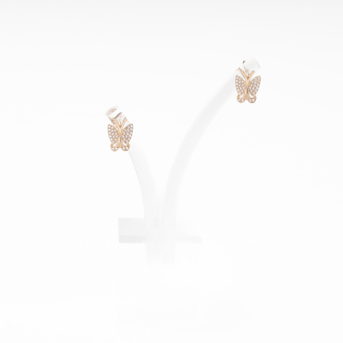 Rose Gold 585 (14K) Butterfly Earrings Fully Set with CZ | Ukrainian Jewelry