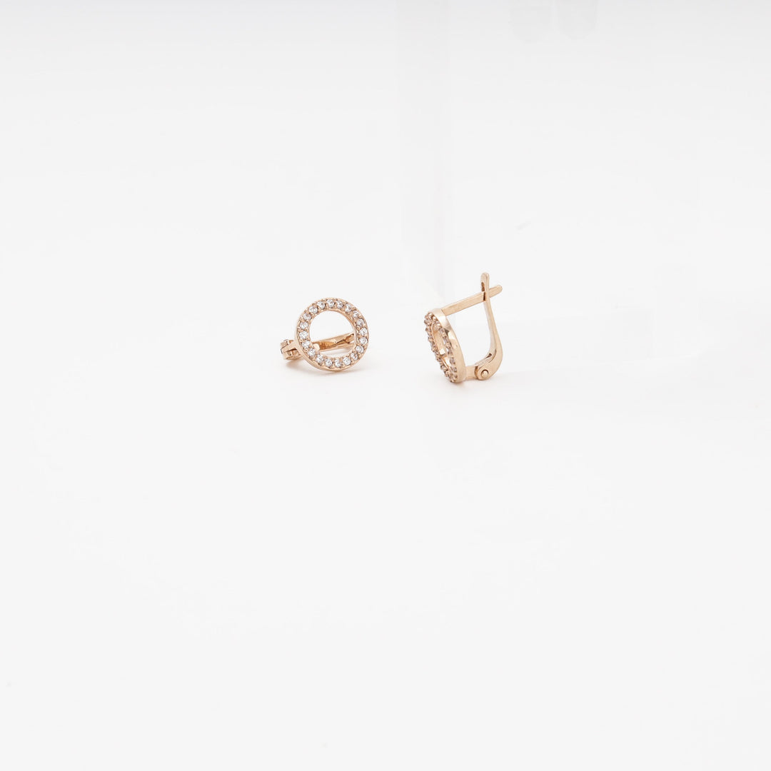 Rose Gold 585 (14K) Circle Earrings with CZ | Ukrainian Jewelry