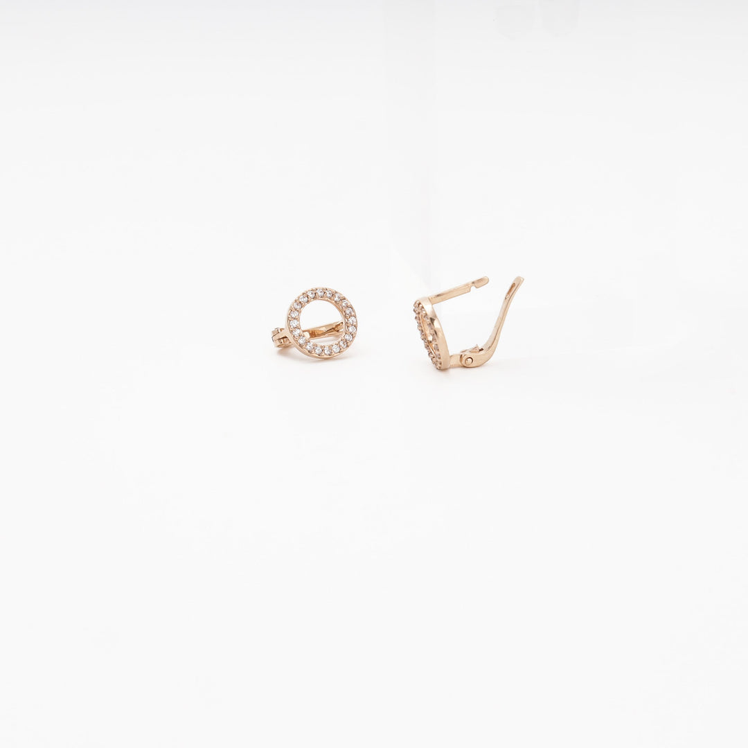 Rose Gold 585 (14K) Circle Earrings with CZ | Ukrainian Jewelry