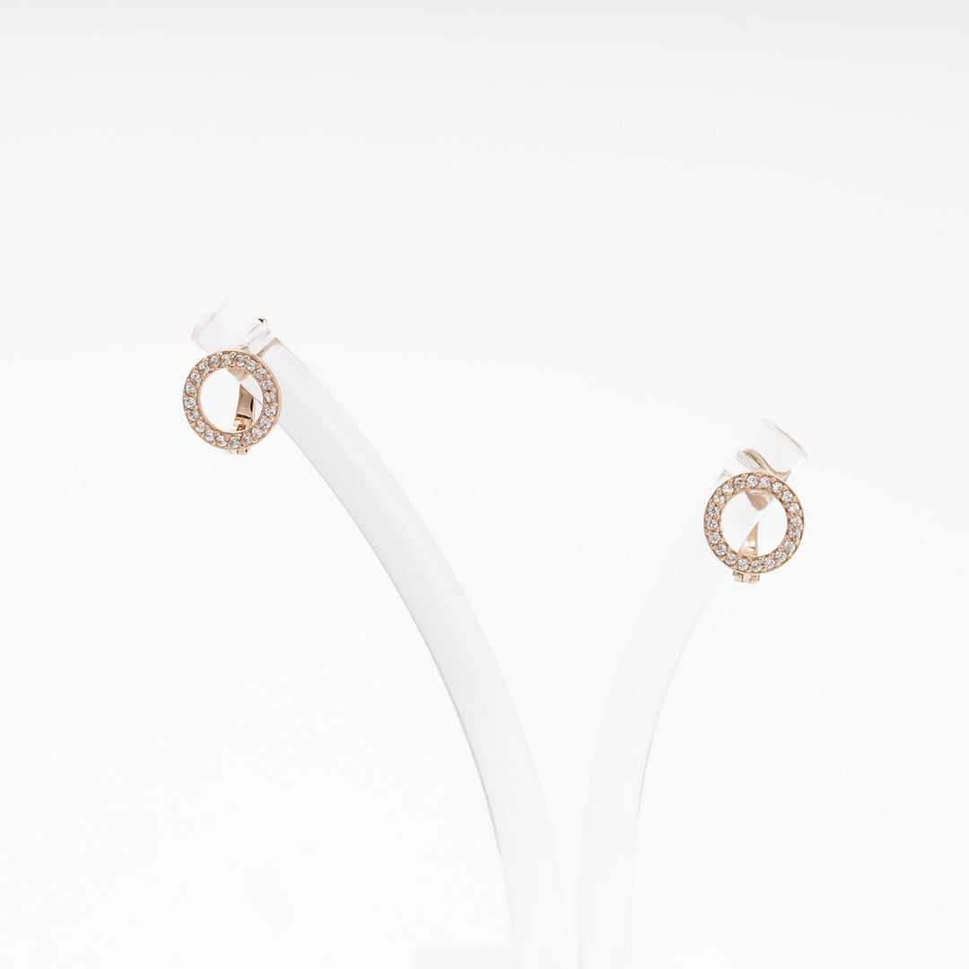Rose Gold 585 (14K) Circle Earrings with CZ | Ukrainian Jewelry
