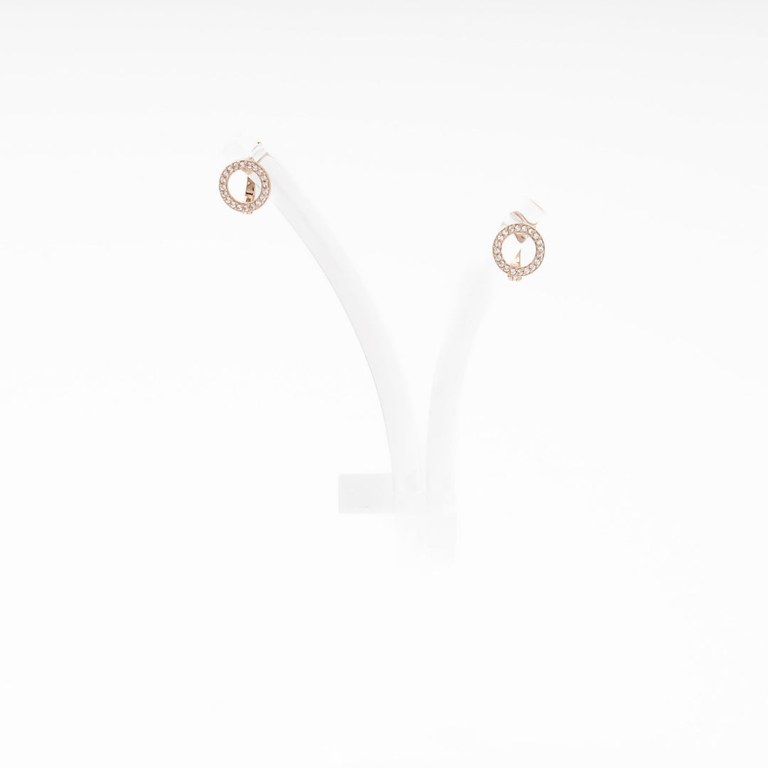 Rose Gold 585 (14K) Circle Earrings with CZ | Ukrainian Jewelry