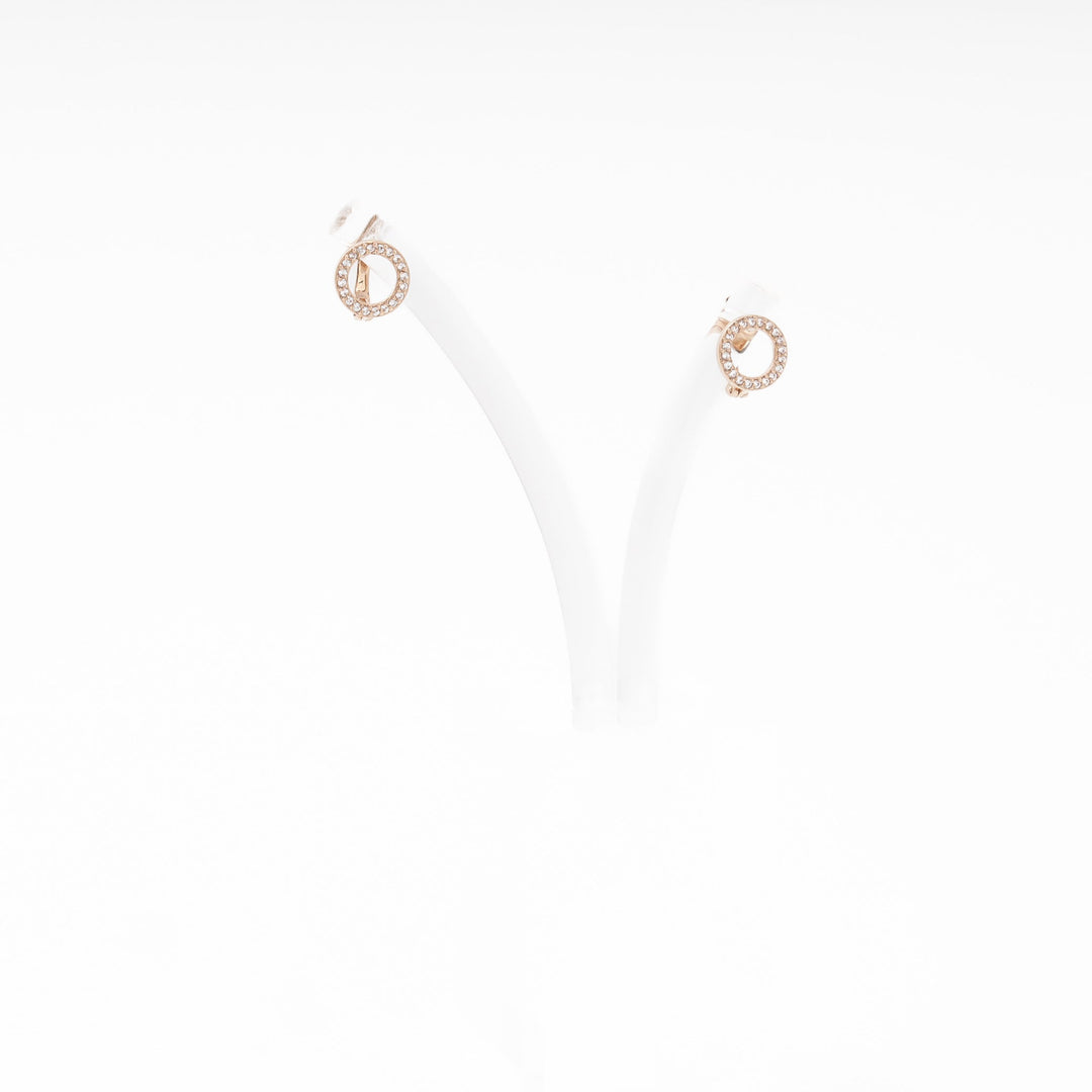 Rose Gold 585 (14K) Circle Earrings with CZ | Ukrainian Jewelry