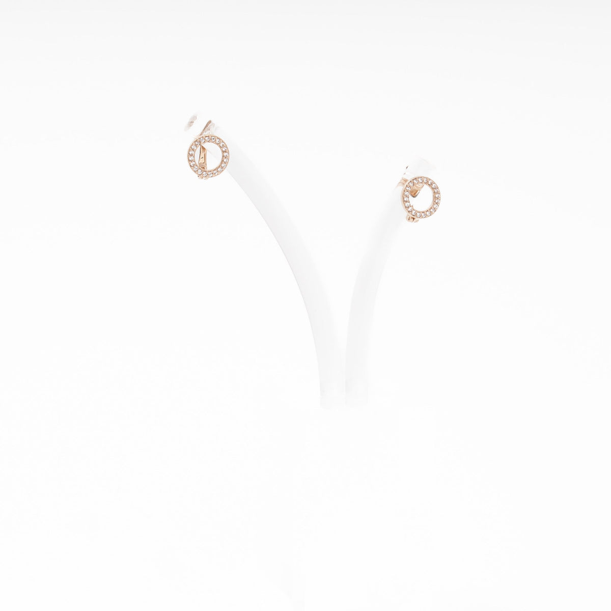 Rose Gold 585 (14K) Circle Earrings with CZ | Ukrainian Jewelry